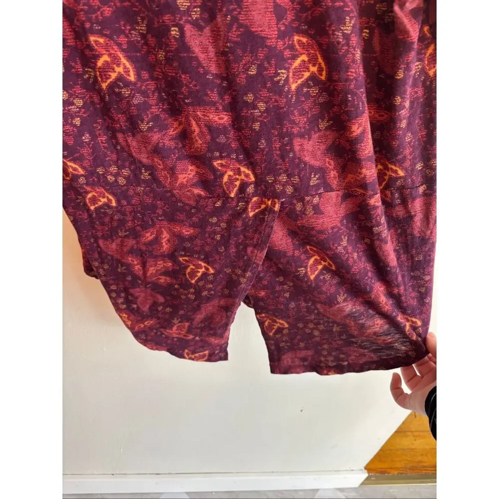 Lucky Brand Boho Long Sleeve Top Size Large Rust Red Orange V-Neck Relaxed Fit - Picture 9 of 9